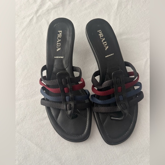 Prada Black and Blue Sandals Minimalist Design Sz 7 - Picture 2 of 7